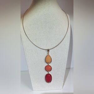 💖 Multi-Color (Fuschia/Pink/Peach) Stacked Pendant Necklace